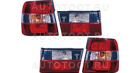 Фонарь задний левый+правый+вставка в крышку багажника левая+правая (комплект, тюнинг, прозрачный, хрусталь, красно-белый) -   для BMW 5SERIES