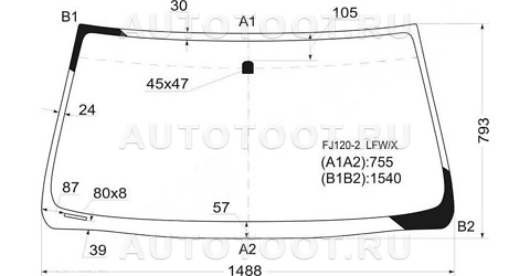 Стекло лобовое в клей - FJ1202LFWX XYG для TOYOTA LAND CRUISER PRADO, LEXUS GX470