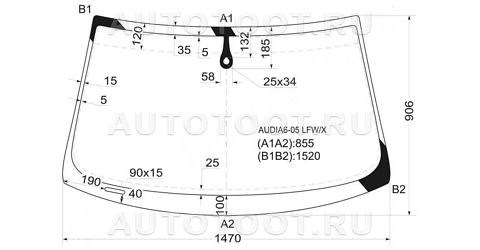 Стекло лобовое в клей (датчик дождя) - AUDIA605LFWX XYG для AUDI A6