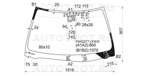 Стекло лобовое в клей - FW02277LFWX XYG для LEXUS ES300