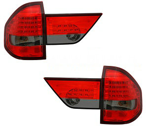 Фонарь задний левый+правый+вставка в крышку багажника левая+правая (комплект, тюнинг, с диодами, внутри красный-тонированный)