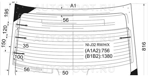 Стекло заднее (крышка багажника) с обогревом - NIJ32RWHX XYG для NISSAN TEANA