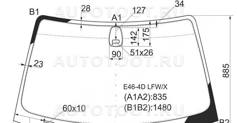 Стекло лобовое в клей - E464DLFWX XYG для BMW 3SERIES