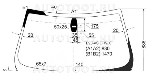 Стекло лобовое в клей - E90VSLFWX XYG для BMW 3SERIES