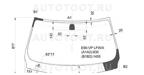Стекло лобовое в клей - E90VPLFWX XYG для BMW 3SERIES