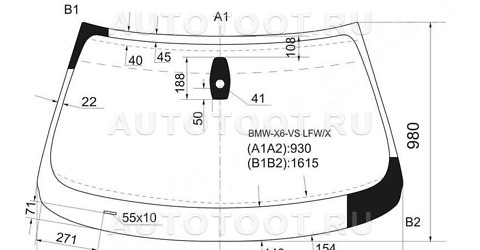 Стекло лобовое в клей - BMWX6VSLFWX XYG для BMW X6
