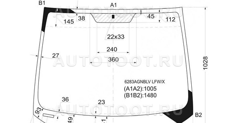 Стекло лобовое в клей - 6283AGNBLVLFWX XYG для OPEL ZAFIRA