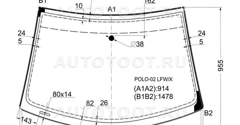 Стекло лобовое в клей - POLO02LFWX XYG для VOLKSWAGEN POLO