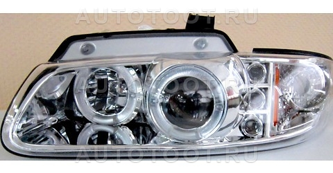 Фара левая+правая (комплект, тюнинг, линзованная, с ободками, внутри хром) -  для DODGE CARAVAN