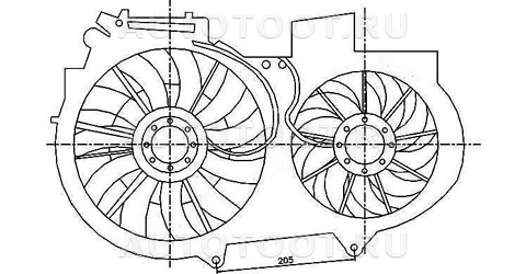 Диффузор радиатора охлаждения в сборе (мотор+рамка+вентилятор) -   для AUDI A4