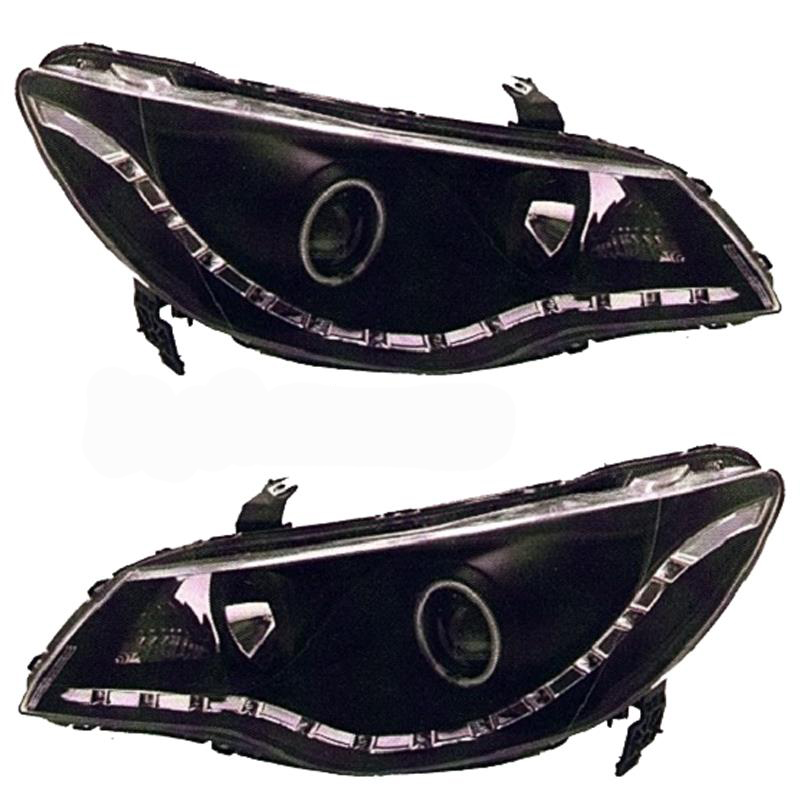 Фара левая+правая (комплект, линзованная, с диодами, внутри черная)