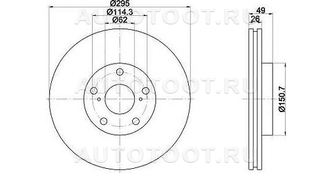 Диск тормозной передний D295mm - ST435120F010 SAT для TOYOTA COROLLA VERSO