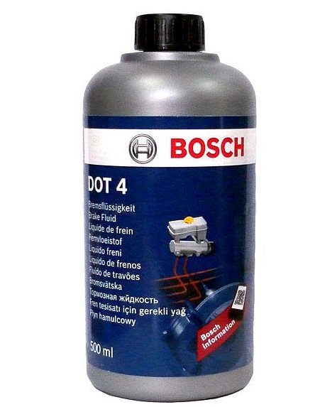 Жидкость тормозная DOT-4 BOSCH  0,5л, для авто без ABS/ESP