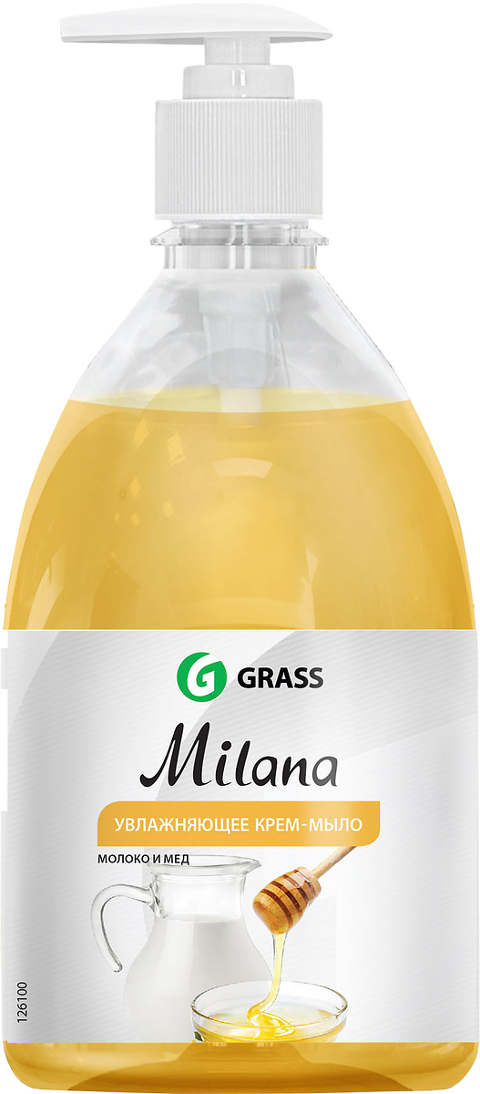 Мыло жидкое GRASS Milana молоко и мед с дозатором 500мл