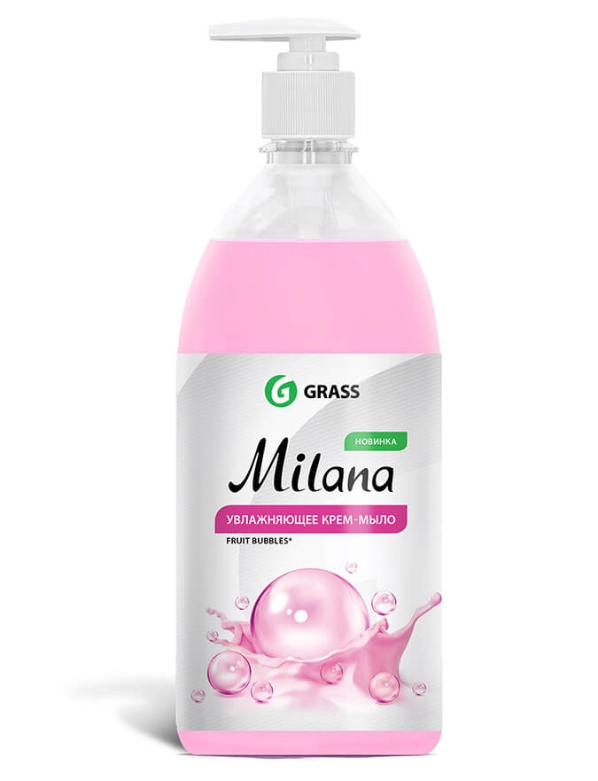 Мыло жидкое Жидкое крем-мыло GRASS Milana fruit bubbles с дозатором 1л