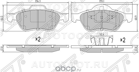 Колодки тормозные передние (без датчика износа) - ST7701208183 sat для RENAULT CLIO