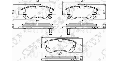 Колодки тормозные передние (2.4L) - ST45022SWWG01 sat для HONDA CR-V