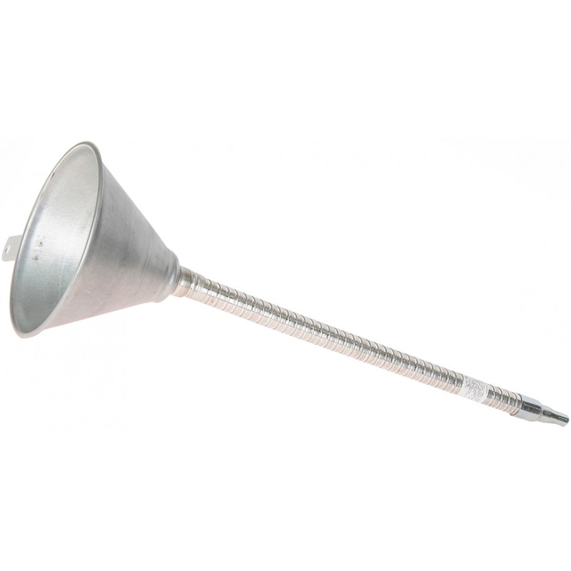 Воронка металлическая с гибким наконечником, 370 мм, диаметр - 143 мм, диаметр трубки - 20 мм, 0.6 л