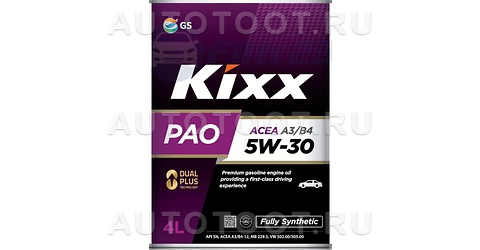Масло моторное синтетика 5W-30 KIXX PAO А3/В4 4л - L209044TE1 KIXX для 