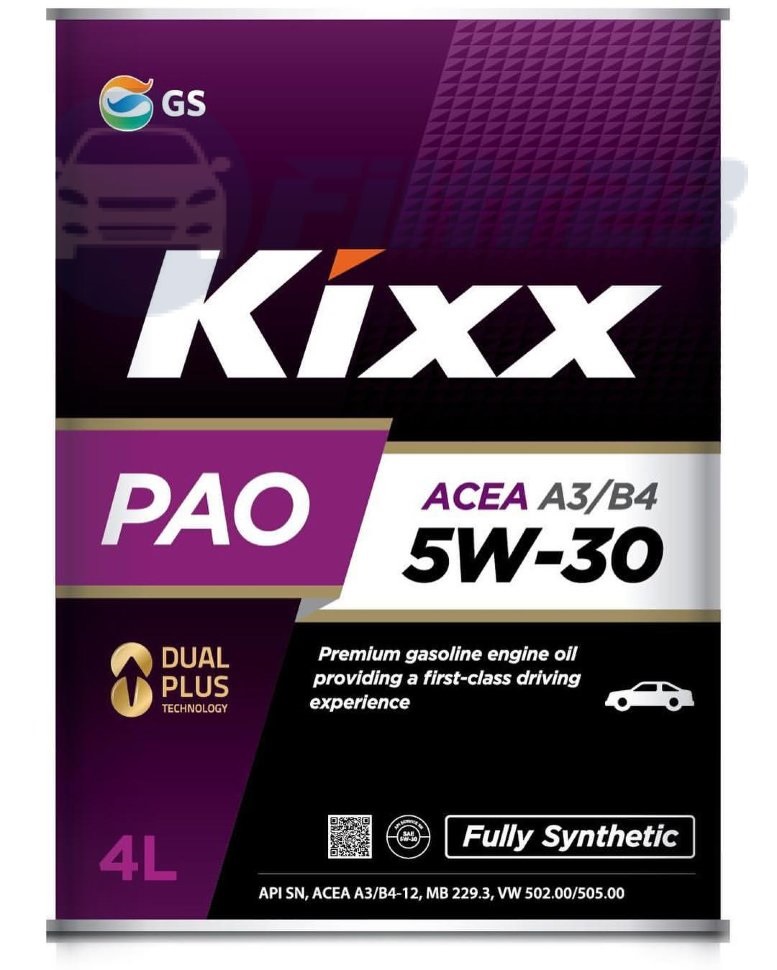 Масло моторное синтетика 5W-30 KIXX PAO А3/В4 4л
