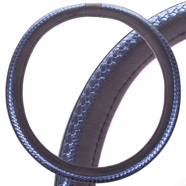 Оплетка SKYWAY Luxury-1 L Черно/Синяя экокожа