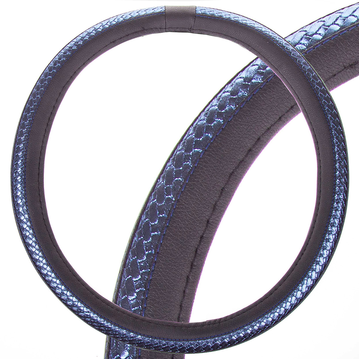 Оплетка SKYWAY Luxury-1 M Черно/Синяя экокожа