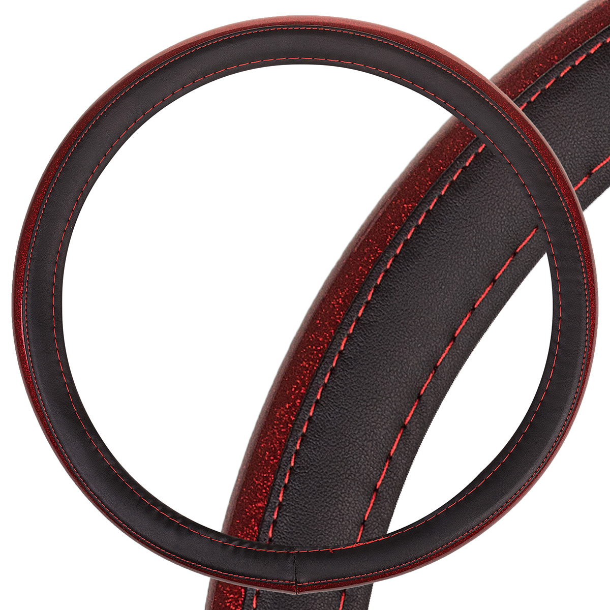 Оплетка SKYWAY Luxury-7 M Черно/Красная экокожа
