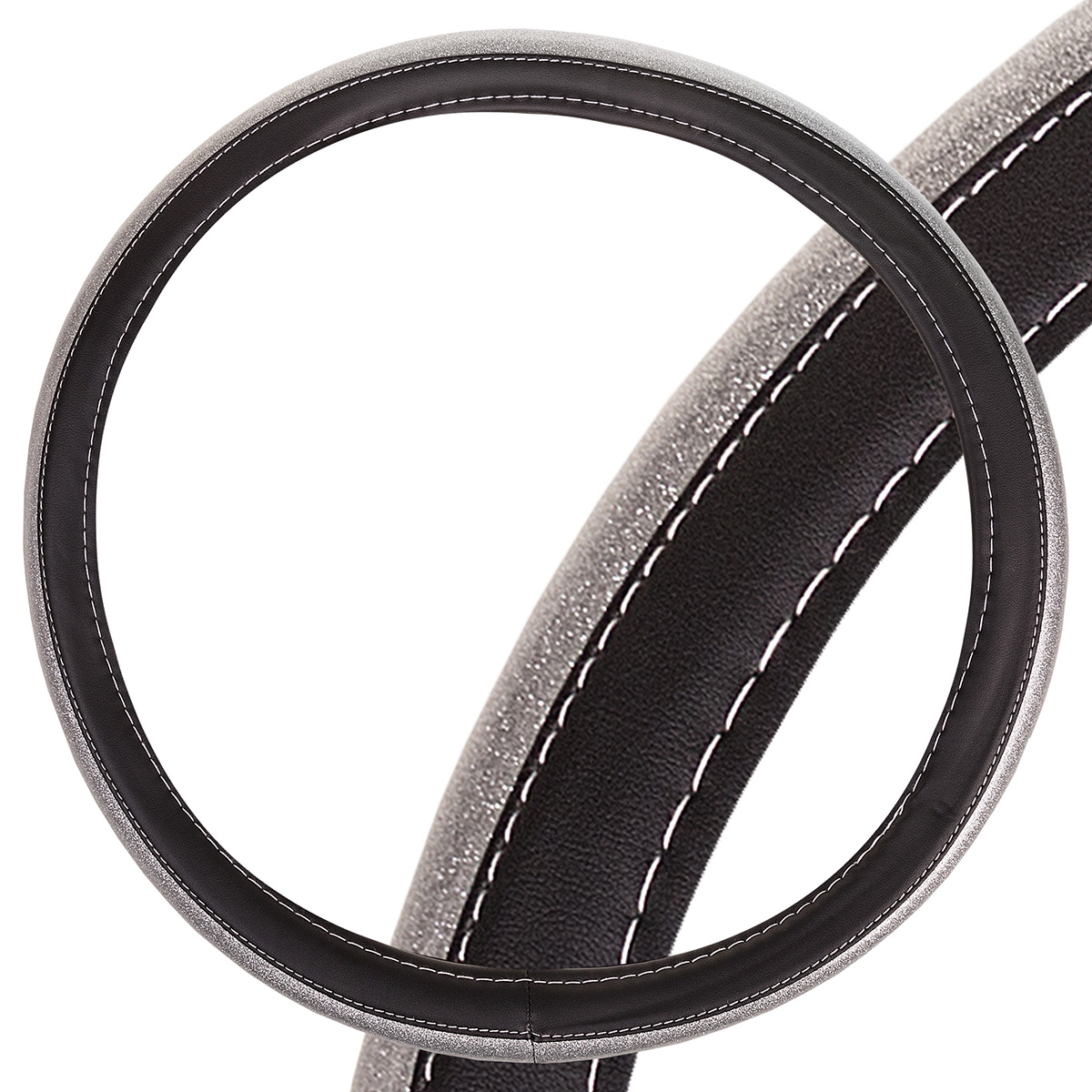 Оплетка SKYWAY Luxury-7 M Черно/Серебряная экокожа