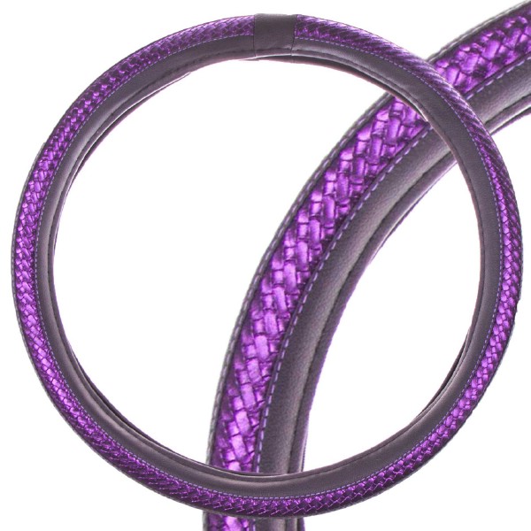 Оплетка SKYWAY Luxury-1 L Черно/Фиолетовая экокожа