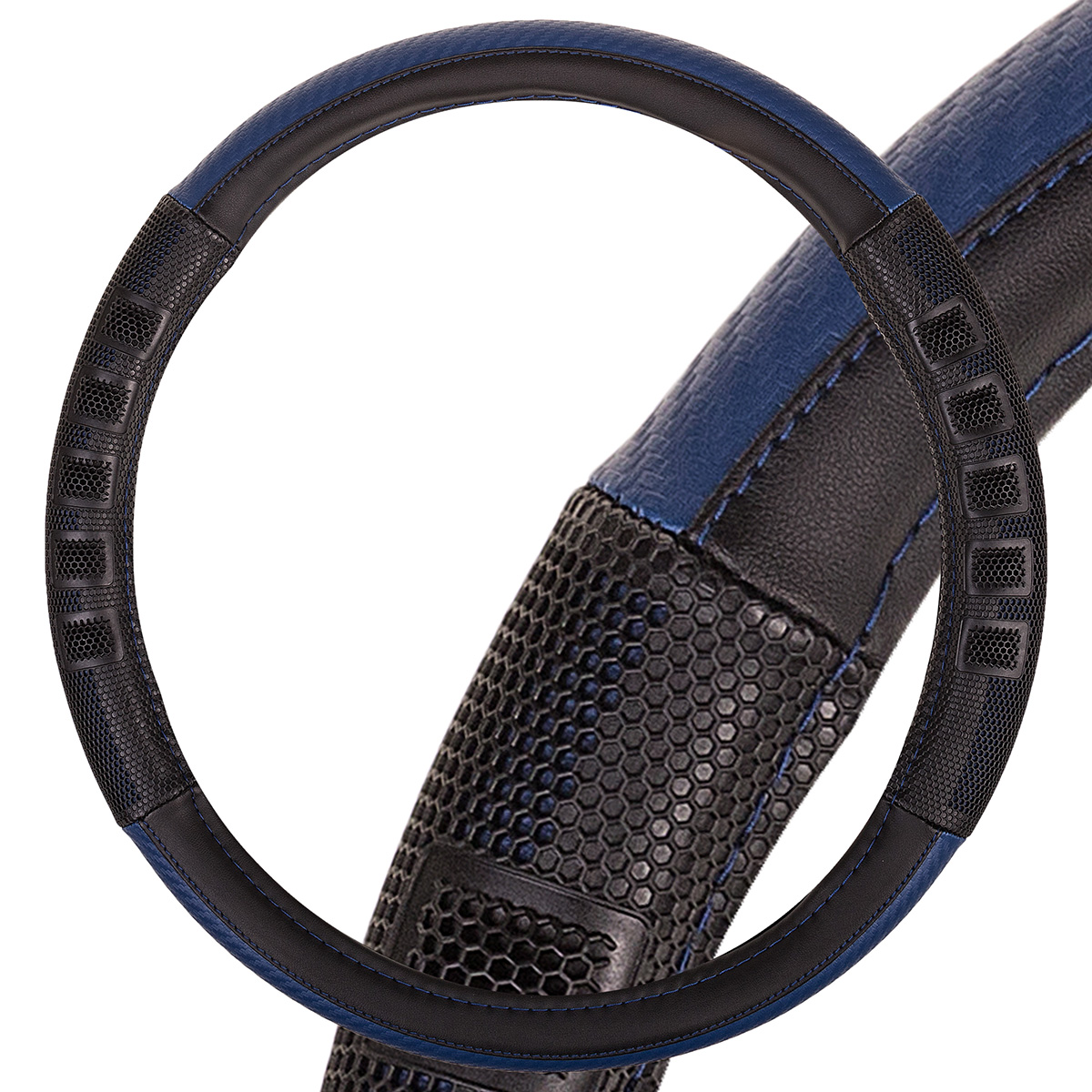 Оплетка SKYWAY Racer-3 M Черно/Синяя экокожа