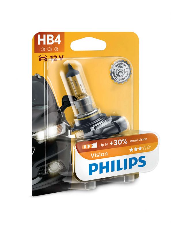 Лампа автомобильная HB4 PHILIPS Vision Premium P22d+30%