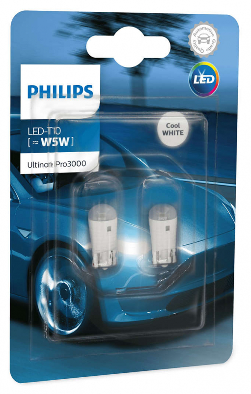 Лампа автомобильная W5W PHILIPS Ultinon Pro3000 LED комплект 2шт