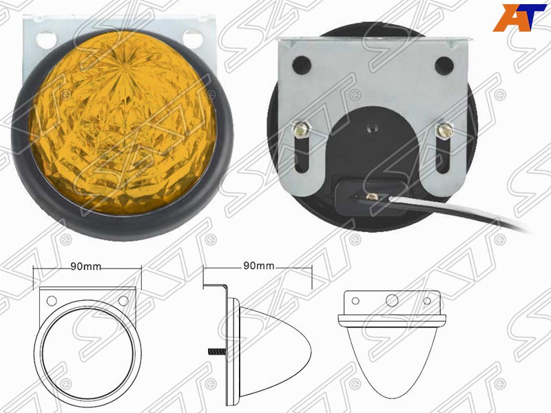 Боковые огни универсальные 24V (d90x90mm) диодный, желтый