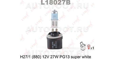 Лампа H27W/1 12V PG13 SUPER WHITE LYNXauto - L18027B LYNXauto для 