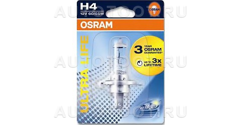 Лампа H4  (60/55W) Ultra Life 12V Osram - 64193ULT01B Osram для 