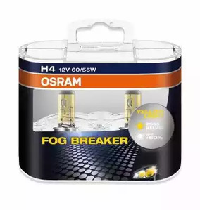 Лампа H4 комплект 2шт 12V 60/55W FOG BREAKER +60% света, 2600К Osram