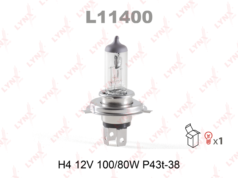 Лампа H4 12V 100/80W P43T-38 LYNXauto