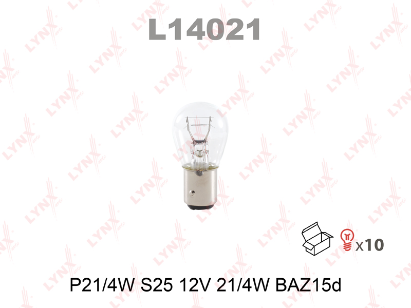 Лампа P21/4W 12V BAZ15D LYNXauto