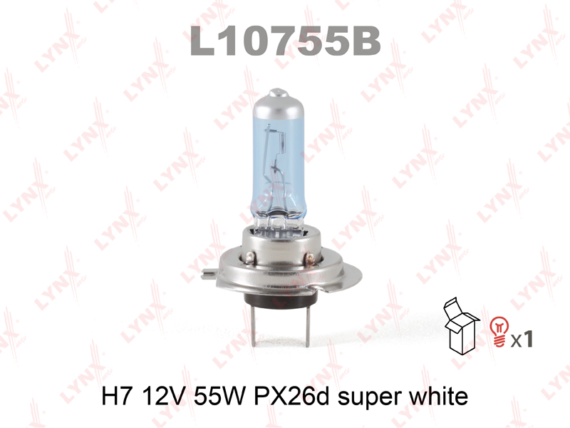 Лампа H7 12V 55W PX26D SUPER WHITE LYNXauto