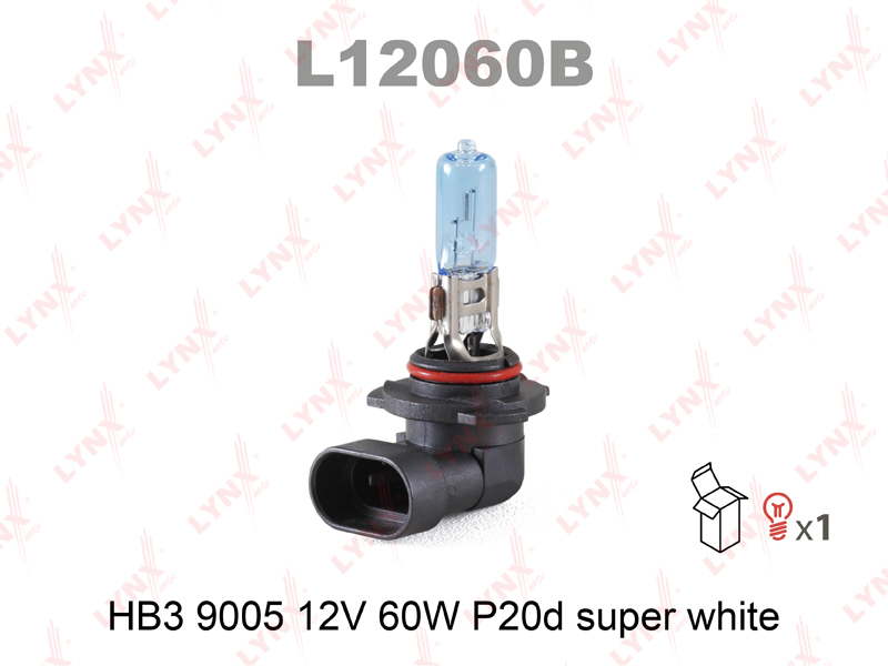 Лампа HB3 12V 60W P20D SUPER WHITE LYNXauto