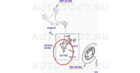 Сайлентблок заднего продольного рычага к колесу - 551182B000 Kia/Hyundai для KIA SORENTO