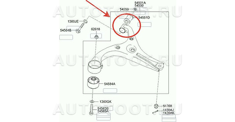 Сайлентблок переднего нижнего рычага задний - CBH051 CAR-DEX для KIA SOUL, KIA RIO, HYUNDAI ACCENT