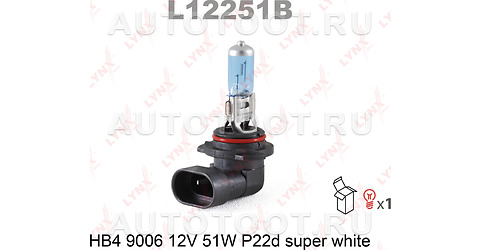 Лампа HB4 12V 51W P22D SUPER WHITE LYNXauto - L12251B LYNXauto для 