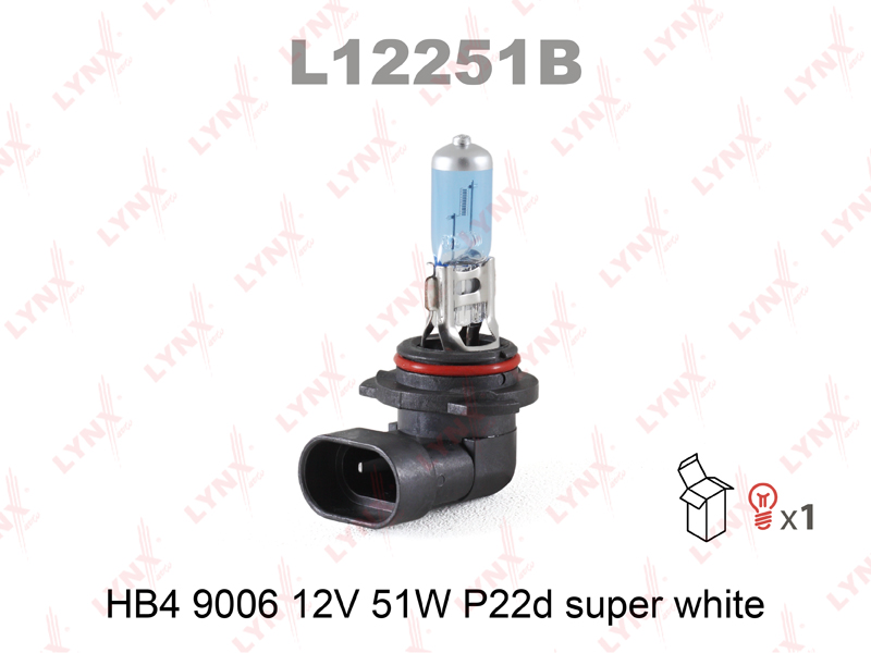 Лампа HB4 12V 51W P22D SUPER WHITE LYNXauto
