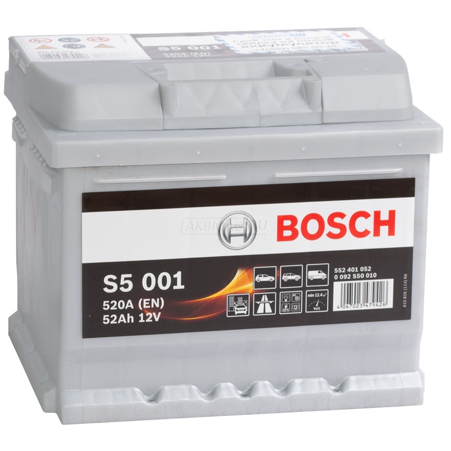 Аккумулятор BOSCH 52Ah 520A обратная полярность(-+)
