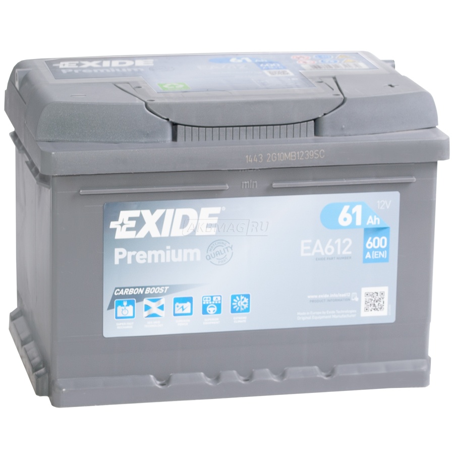 Аккумулятор EXIDE 61Ah 600A обратная полярность(-+)