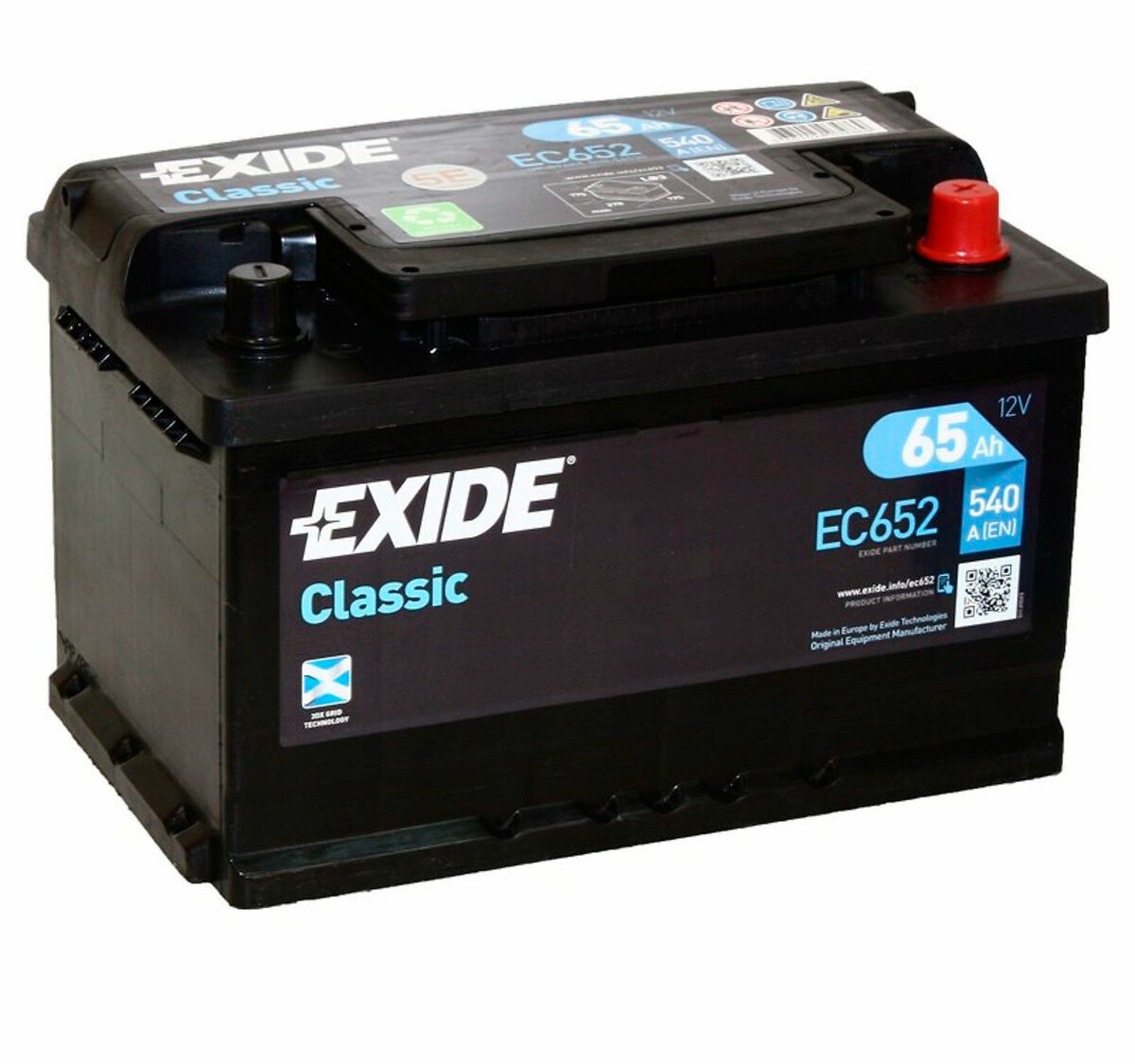 Аккумулятор EXIDE 65Ah 540A обратная полярность(-+)