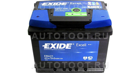 Аккумулятор EXIDE 62Ah 540A прямая полярность(+-) - EB621 EXIDE для 