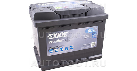Аккумулятор EXIDE 60Ah 600A прямая полярность(+-) - EA601 EXIDE для 