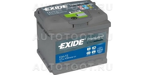 Аккумулятор EXIDE 47Ah 450A обратная полярность(-+) - EA472 EXIDE для 